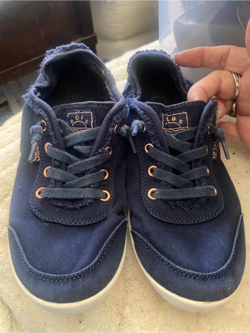 Skechers Navy Canvas Women’s Slip-On Sneakers